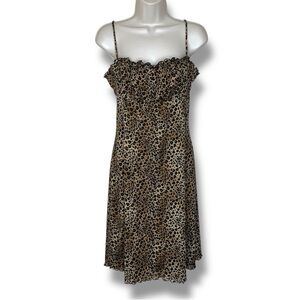 Vintage Y2K Rave Leopard Print Slip Dress Spaghetti Strap Women XL Made in USA